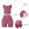 image:imageUOUA Womens Workout Set 2 Piece Gym Outfit High Waisted Tummy Control Shorts Halter Padded Sports Bra Tank Athletic Yoga WearPink
