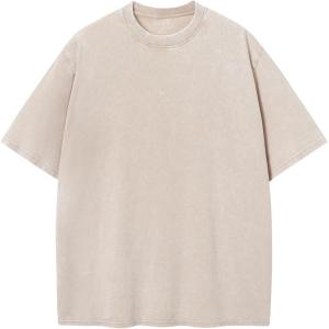 image:imageUOUA Mens Graphic Tees Vintage Oversized TShirts Casual Acid Wash Cotton Streetwear S2XLBeige