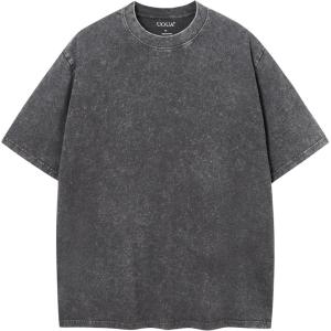 image:imageUOUA Mens Graphic Tees Vintage Oversized TShirts Casual Acid Wash Cotton Streetwear S2XLGrey