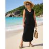 image:imageUOUA Women Summer Maxi Dresses Plus Size Casual Hawaiian Sundress Sleeveless Loose Split Beach Dress with PocketsVblack