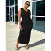 image:imageUOUA Women Summer Maxi Dresses Plus Size Casual Hawaiian Sundress Sleeveless Loose Split Beach Dress with PocketsVblack