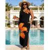 image:imageUOUA Women Summer Maxi Dresses Plus Size Casual Hawaiian Sundress Sleeveless Loose Split Beach Dress with PocketsVorange Lily