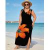 image:imageUOUA Women Summer Maxi Dresses Plus Size Casual Hawaiian Sundress Sleeveless Loose Split Beach Dress with PocketsVorange Lily