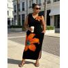 image:imageUOUA Women Summer Maxi Dresses Plus Size Casual Hawaiian Sundress Sleeveless Loose Split Beach Dress with PocketsVorange Lily