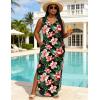 image:imageUOUA Women Summer Maxi Dresses Plus Size Casual Hawaiian Sundress Sleeveless Loose Split Beach Dress with PocketsVred Flower
