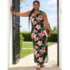 image:imageUOUA Women Summer Maxi Dresses Plus Size Casual Hawaiian Sundress Sleeveless Loose Split Beach Dress with PocketsVred Flower
