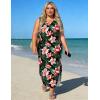 image:imageUOUA Women Summer Maxi Dresses Plus Size Casual Hawaiian Sundress Sleeveless Loose Split Beach Dress with PocketsVred Flower