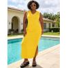image:imageUOUA Women Summer Maxi Dresses Plus Size Casual Hawaiian Sundress Sleeveless Loose Split Beach Dress with PocketsVyellow
