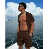 image:imageUOUA 2 Piece Short Sets for Men Summer Beach Outfits Stripe Texture Button Down Shirts amp Shorts Casual Vacation SetBrown