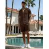 image:imageUOUA 2 Piece Short Sets for Men Summer Beach Outfits Stripe Texture Button Down Shirts amp Shorts Casual Vacation SetBrown