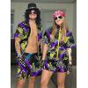 image:imageUOUA 80s Outfit for Men 90s Color Block Costumes 2 Piece Retro Short Sleeve Jacket amp Shorts Set for PartyGreyprint