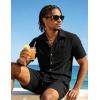 image:imageUOUA Mens 2 Piece Short Set Summer Texture Beach Outfits Short Sleeve Shirts and Shorts Casual Vacation SetsBlack