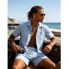 image:imageUOUA Mens 2 Piece Short Set Summer Texture Beach Outfits Short Sleeve Shirts and Shorts Casual Vacation SetsLightblue