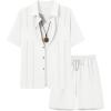 image:imageUOUA Mens 2 Piece Short Set Summer Texture Beach Outfits Short Sleeve Shirts and Shorts Casual Vacation SetsWhite
