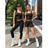 image:imageUOUA 3 Piece Workout Sets for Women High Waisted Butt Lifting Leggings Tummy Control Yoga Pants with Sports Bra Biker ShortsBlack