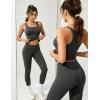 image:imageUOUA 3 Piece Workout Sets for Women High Waisted Butt Lifting Leggings Tummy Control Yoga Pants with Sports Bra Biker ShortsGrey