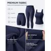 image:imageUOUA 3 Piece Workout Sets for Women High Waisted Butt Lifting Leggings Tummy Control Yoga Pants with Sports Bra Biker ShortsNavy