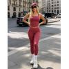 image:imageUOUA 3 Piece Workout Sets for Women High Waisted Butt Lifting Leggings Tummy Control Yoga Pants with Sports Bra Biker ShortsRose