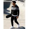 image:imageUOUA Mens Tracksuit 2 Piece Hoodie amp Sweatpants Set Waffle Jacquard Sweatsuit Outfits Casual Jogging SuitsBlack