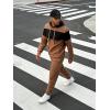 image:imageUOUA Mens Tracksuit 2 Piece Hoodie amp Sweatpants Set Waffle Jacquard Sweatsuit Outfits Casual Jogging SuitsBrown