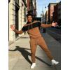 image:imageUOUA Mens Tracksuit 2 Piece Hoodie amp Sweatpants Set Waffle Jacquard Sweatsuit Outfits Casual Jogging SuitsBrown