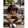 image:imageUOUA Mens Tracksuit 2 Piece Hoodie amp Sweatpants Set Waffle Jacquard Sweatsuit Outfits Casual Jogging SuitsBrown