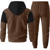 image:imageUOUA Mens Tracksuit 2 Piece Hoodie amp Sweatpants Set Waffle Jacquard Sweatsuit Outfits Casual Jogging SuitsBrown