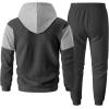 image:imageUOUA Mens Tracksuit 2 Piece Hoodie amp Sweatpants Set Waffle Jacquard Sweatsuit Outfits Casual Jogging SuitsDark Grey