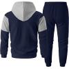 image:imageUOUA Mens Tracksuit 2 Piece Hoodie amp Sweatpants Set Waffle Jacquard Sweatsuit Outfits Casual Jogging SuitsNavy