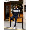 image:imageUOUA Mens Tracksuit 2 Piece Hoodie amp Sweatpants Set Waffle Jacquard Sweatsuit Outfits Casual Jogging SuitsNavy