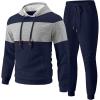 image:imageUOUA Mens Tracksuit 2 Piece Hoodie amp Sweatpants Set Waffle Jacquard Sweatsuit Outfits Casual Jogging SuitsNavy