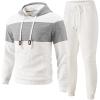 image:imageUOUA Mens Tracksuit 2 Piece Hoodie amp Sweatpants Set Waffle Jacquard Sweatsuit Outfits Casual Jogging SuitsWhite