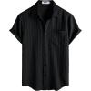 image:imageVATPAVE Mens Casual Button Down Short Sleeve Shirt Textured Hawaiian Shirt Summer Vacation Beach Shirts with PocketBlack