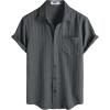 image:imageVATPAVE Mens Casual Button Down Short Sleeve Shirt Textured Hawaiian Shirt Summer Vacation Beach Shirts with PocketDark Gray