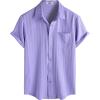 image:imageVATPAVE Mens Casual Button Down Short Sleeve Shirt Textured Hawaiian Shirt Summer Vacation Beach Shirts with PocketLavender