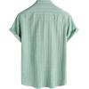 image:imageVATPAVE Mens Casual Button Down Short Sleeve Shirt Textured Hawaiian Shirt Summer Vacation Beach Shirts with PocketSage Green