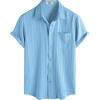 image:imageVATPAVE Mens Casual Button Down Short Sleeve Shirt Textured Hawaiian Shirt Summer Vacation Beach Shirts with PocketSky Blue
