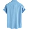 image:imageVATPAVE Mens Casual Button Down Short Sleeve Shirt Textured Hawaiian Shirt Summer Vacation Beach Shirts with PocketSky Blue