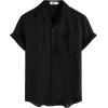 image:imageVATPAVE Mens Cuban Guayabera Shirts Button Down Short Sleeve Shirt Cotton Casual Summer Beach Wedding Shirts with PocketBlack