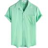 image:imageVATPAVE Mens Cuban Guayabera Shirts Button Down Short Sleeve Shirt Cotton Casual Summer Beach Wedding Shirts with PocketGrass Green