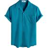 image:imageVATPAVE Mens Cuban Guayabera Shirts Button Down Short Sleeve Shirt Cotton Casual Summer Beach Wedding Shirts with PocketLakeblue