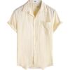 image:imageVATPAVE Mens Cuban Guayabera Shirts Button Down Short Sleeve Shirt Cotton Casual Summer Beach Wedding Shirts with PocketLight Yellow