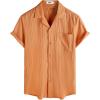 image:imageVATPAVE Mens Cuban Guayabera Shirts Button Down Short Sleeve Shirt Cotton Casual Summer Beach Wedding Shirts with PocketOrange