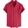 image:imageVATPAVE Mens Cuban Guayabera Shirts Button Down Short Sleeve Shirt Cotton Casual Summer Beach Wedding Shirts with PocketRed