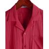 image:imageVATPAVE Mens Cuban Guayabera Shirts Button Down Short Sleeve Shirt Cotton Casual Summer Beach Wedding Shirts with PocketRed