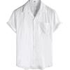 image:imageVATPAVE Mens Cuban Guayabera Shirts Button Down Short Sleeve Shirt Cotton Casual Summer Beach Wedding Shirts with PocketWhite