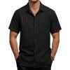 image:imageVATPAVE Mens Casual Button Down Short Sleeve Shirt Textured Hawaiian Shirt Summer Vacation Beach Shirts with PocketBlack