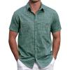 image:imageVATPAVE Mens Chambray Shirt Button Down Short Sleeve Shirt Summer Beach Casual Shirts with Pockets XXLarge Dark Green