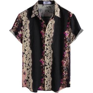 image:imageVATPAVE Mens Casual Short Sleeve Button Down Shirts Regular Fit Hawaiian Summer ShirtBlack Brown