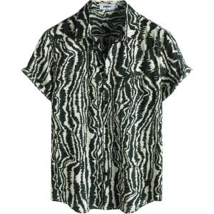 image:imageVATPAVE Mens Casual Short Sleeve Button Down Shirts Regular Fit Hawaiian Summer ShirtCoffee Black
